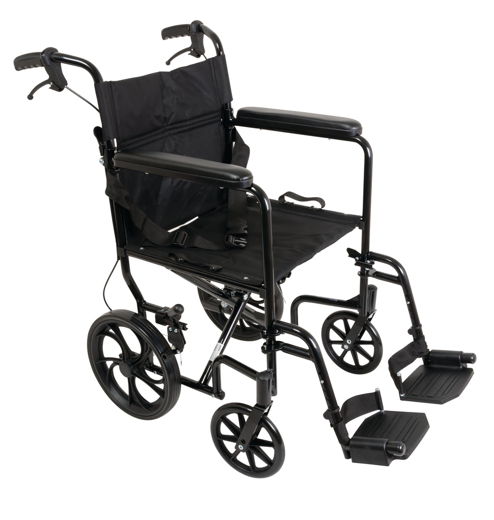 ProBasics Aluminum Transport Chair with 12-Inch Wheels, 300 lb Weight Capacity, 1 Each - Item #: TCA191612BK - Home Health Superstore