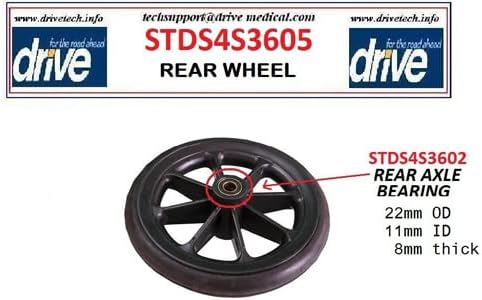 Rear Wheel For Drive Transport Chair TR37E-SV & TR39E-SV With Serial Numbers 8M and 4S - 1 Each - STDS4S3605