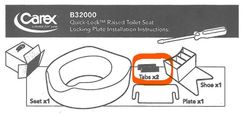 Replacement Flat Tabs for Carex Toilet Raiser B32000 - Pair - 50B32001SE - Home Health Superstore