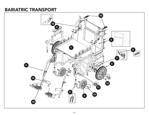 Replacement Parts for ProBasics Bariatric Steel Transport Chair Model - Home Health Superstore