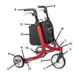 Drive Replacement Parts for Nitro 3-Wheel Rollator, Red Model RTL10266TWHL
