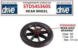 Rear Wheel For Drive Transport Chair TR37E-SV & TR39E-SV With Serial Numbers 8M and 4S - 1 Each - STDS4S3605