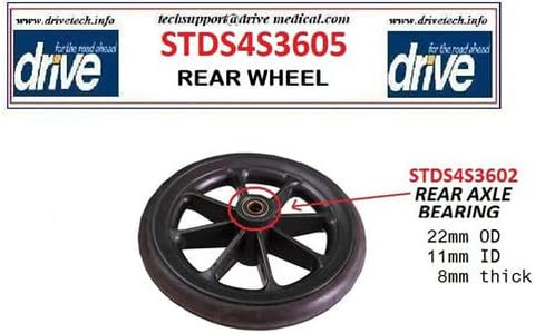 Rear Wheel For Drive Transport Chair TR37E-SV & TR39E-SV With Serial Numbers 8M and 4S - 1 Each - STDS4S3605