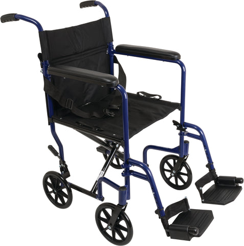 ProBasics Aluminum Transport Wheelchair, 19-inch, Blue Blue - Item # TCA1916BL - Home Health Superstore