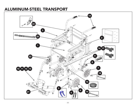 Replacement Parts for ProBasics Aluminum-Steel Transport Chair With 8" Wheels- Models # TCA & TCS - Home Health Superstore