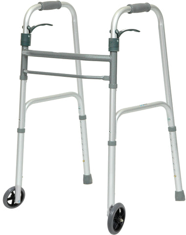 ProBasics Sure Lever Release Folding Walker with 5" Wheels, (Adult) Item #: WKAAWSL - Home Health Superstore