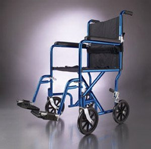 Excel Aluminum Transport Wheelchair - 19' Wide, Permanent, Full-Length Arms, Swing-Away, Detach - Home Health Superstore