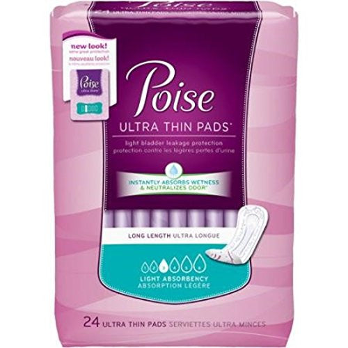 Poise Ultra Thin Pads, Poise Ultra Thin Long Pad, (1 PACK, 24 EACH) - Home Health Superstore