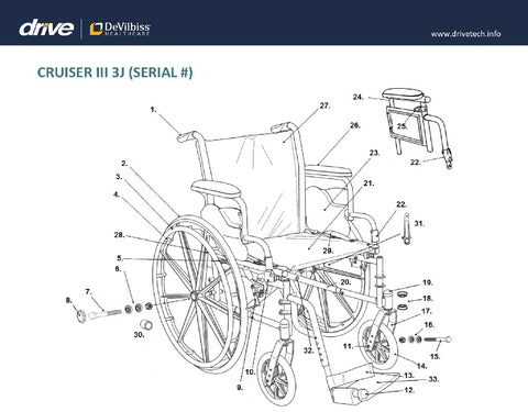 Drive Cruiser III Wheelchair Replacement Parts - Home Health Superstore