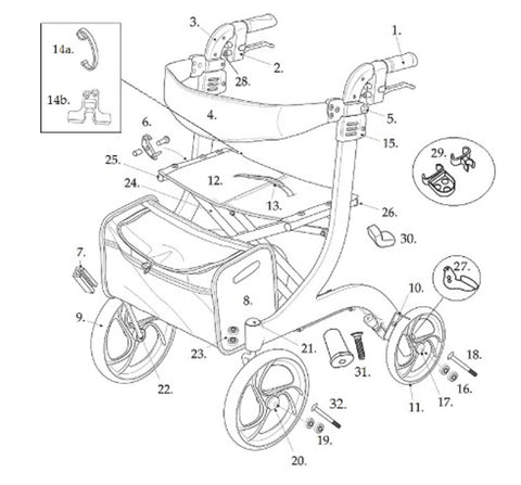 Drive Replacement Parts for RTL10266 & F22 - Drive Nitro Rollators - Standard Model - Home Health Superstore