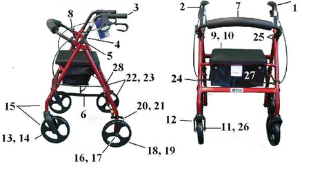 Drive Rollator Replacement Parts for Model RTL728 - Home Health Superstore