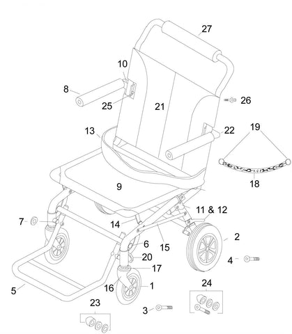 Replacement Parts for Drive's SL18 Super Light, Folding Transport Chair with Carry Bag - Home Health Superstore