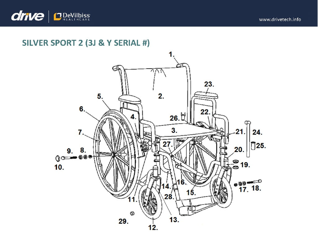 Drive Silver Sport 2 Replacement Parts (Each Part Sold Separately) - Home Health Superstore
